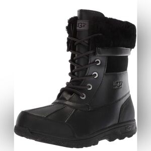COPY - UGG Butte II CWR Black Waterproof Leather Fur Boots Big Kids Size 5